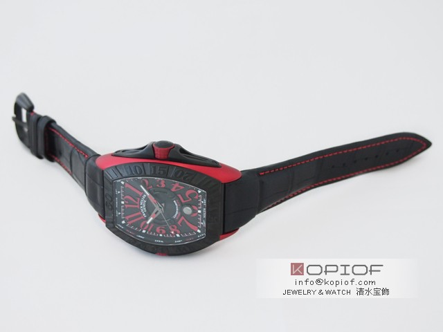 フランクミュラー コンキスタドール スーパーコピーグランプリ 8900SC GP TI/ERG(エルガ) ブラック皮 ブラック/レッドアラビア