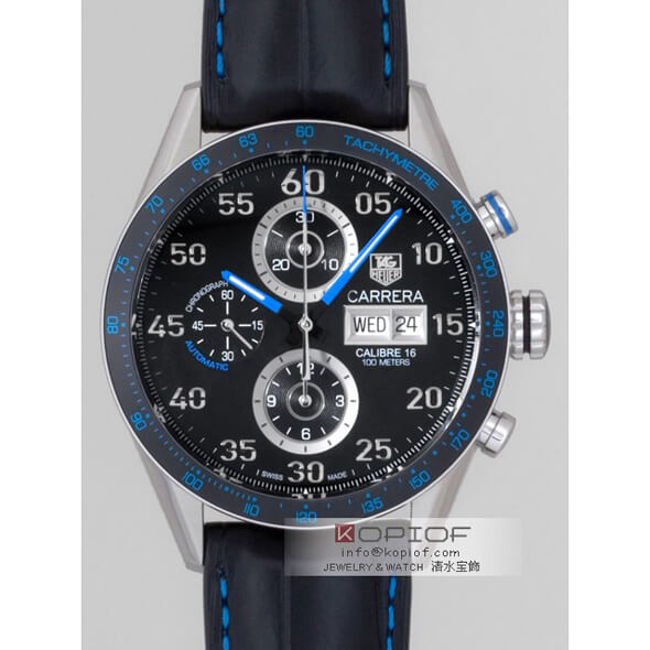 タグホイヤー カレラ スーパーコピーCV2A1C.FC6272 タキメータークロノグラフ デイデイト 青針 ブラック