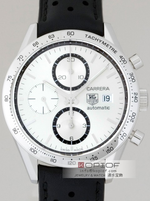 タグホイヤー カレラ スーパーコピーCV2017.FC6205 タキメータークロノグラフ エレガンス ブラック皮 シルバー
