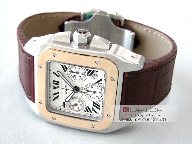 カルティエ サントス100 スーパーコピーW20091X7 SG クロノグラフ 茶皮 ホワイト