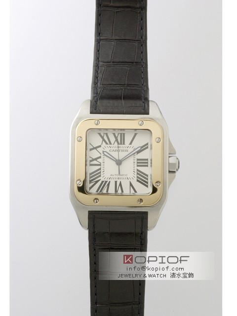 カルティエ サントス100 スーパーコピーW20072X7 SG 黒皮 ホワイト