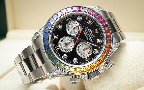 ロレックス デイトナ スーパーコピー116599RBOW レインボー ベゼルバケットサファイアラグダイヤ ブラック/ホワイトゴールドクリスタル