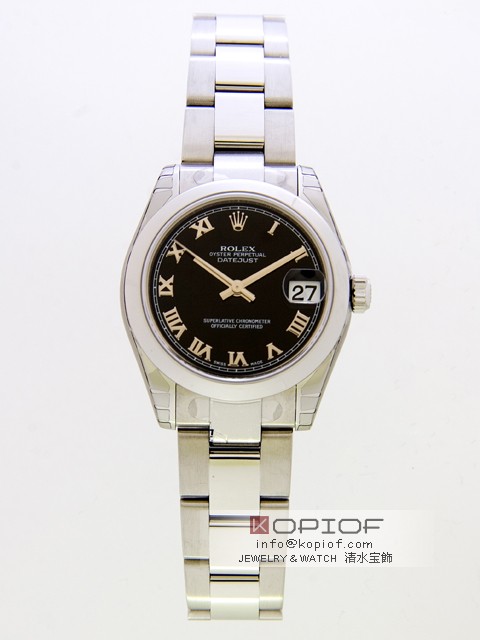 ロレックスデイトジャスト ボーイズ スーパーコピー178240 オイスターブレス ブラックローマ
