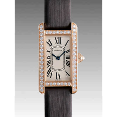 カルティエ タンクアメリカン スーパーコピーWB707931 PG SM ケースダイヤ トワルストラップ ホワイト