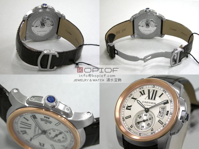 カルティエ カリブル スーパーコピーW7100039 PG/SS ブラウン皮 シルバー