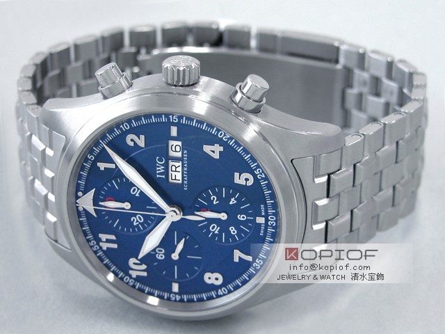IWC パイロットウォッチ スーパーコピーIW371712 クロノオートマティック ＳＳ ローレウス ブレスセッティング ブルー