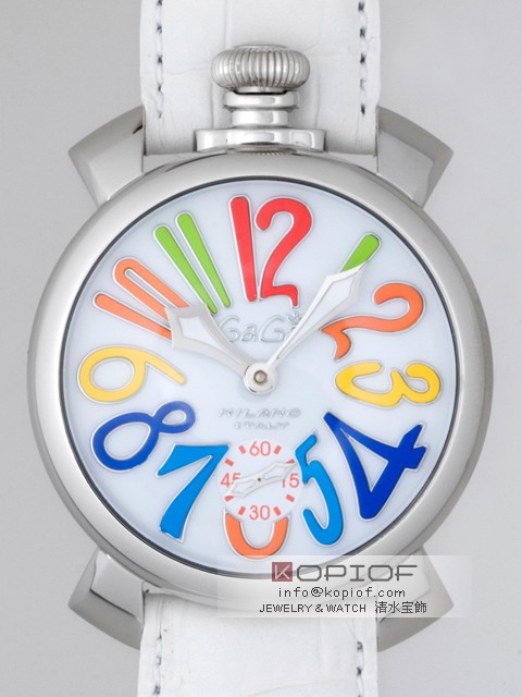 ガガミラノマヌアーレ スーパーコピー手巻き 5010.1 ホワイト皮 ホワイト/マルチカラーアラビア
