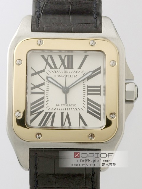カルティエ サントス100 スーパーコピーW20072X7 SG 黒皮 ホワイト