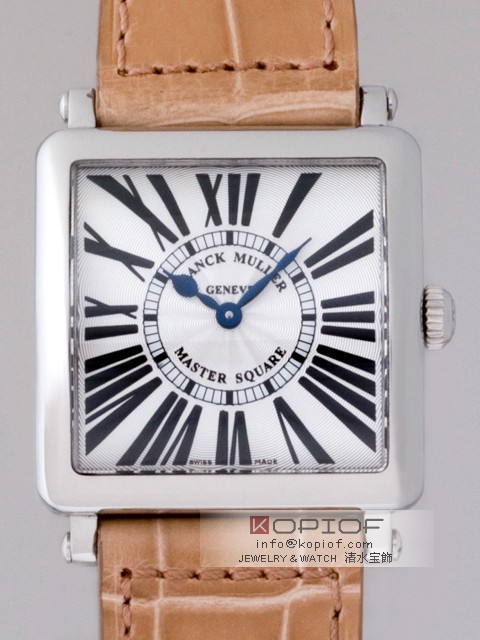 フランクミュラー マスタースクエア スーパーコピー6002LQ R AC AC　ベージュ皮 シルバー