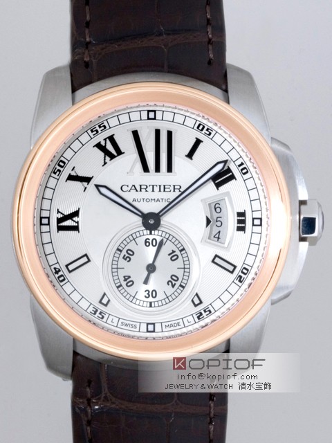 カルティエ カリブル スーパーコピーW7100039 PG/SS ブラウン皮 シルバー
