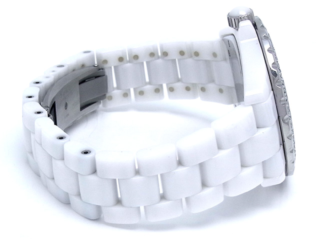 シャネルJ12 スーパーコピーH2013 ホワイトセラミックブレス 12Pダイヤ ベゼルダイヤ ホワイト