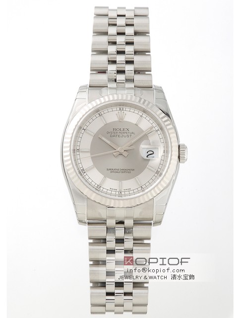 ロレックス デイトジャスト メンズ スーパーコピー116234 ジュビリーブレス シルバー/グレー
