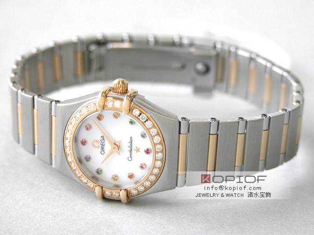 オメガ コンステレーション スーパーコピーミニ アイリス 1367.79 マイチョイス ダイヤベゼル カラーストーン ホワイトシェル