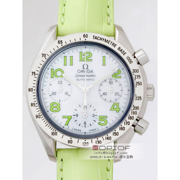 オメガ スピードマスター スーパーコピー3834.72.35 皮 ホワイトシェルグリーンアラビア