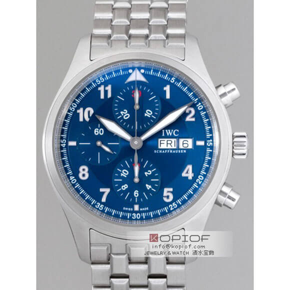 IWC パイロットウォッチ スーパーコピーIW371712 クロノオートマティック ＳＳ ローレウス ブレスセッティング ブルー