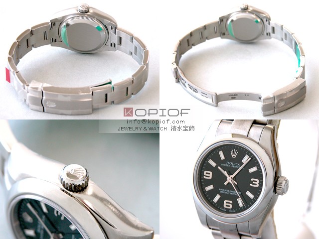 ロレックス パーペチュアル スーパーコピーレディース 176200 ブラック369ホワイトバー