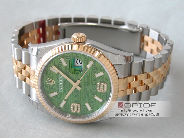 ロレックス デイトジャスト メンズ スーパーコピー116233 ジュビリーブレス グリーンウェーブ69ダイヤ
