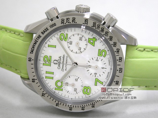 オメガ スピードマスター スーパーコピー3834.72.35 皮 ホワイトシェルグリーンアラビア