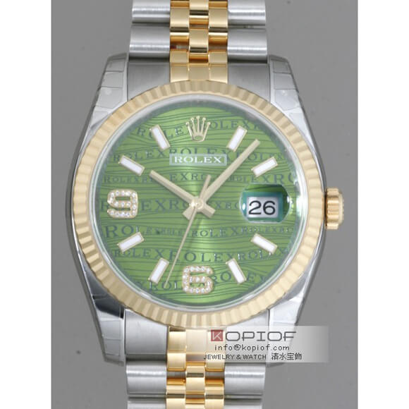 ロレックス デイトジャスト メンズ スーパーコピー116233 ジュビリーブレス グリーンウェーブ69ダイヤ